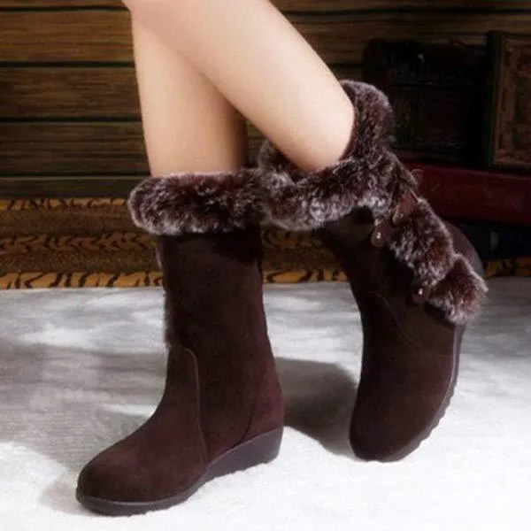 Women'S Platform Faux Rabbit Fur Snow Boots 00121906C