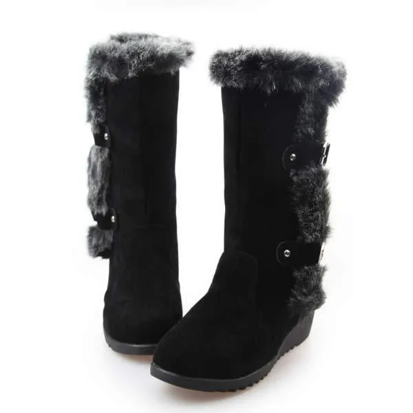 Women'S Platform Faux Rabbit Fur Snow Boots 00121906C