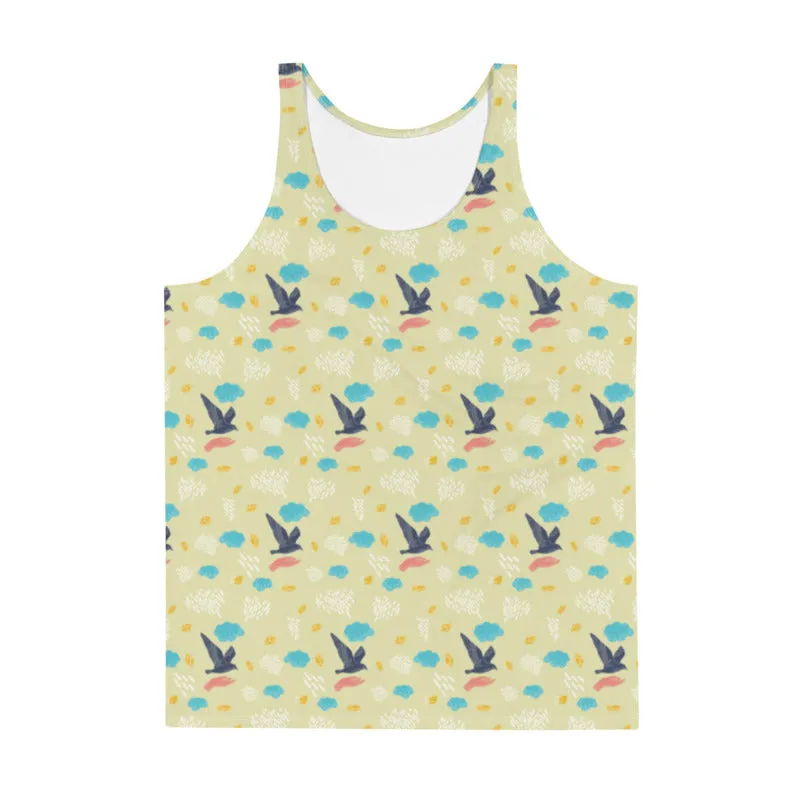 Yellow Bird Men's Tank Top, Colorful Unisex Men's or Women's Tank Top- Made in USA