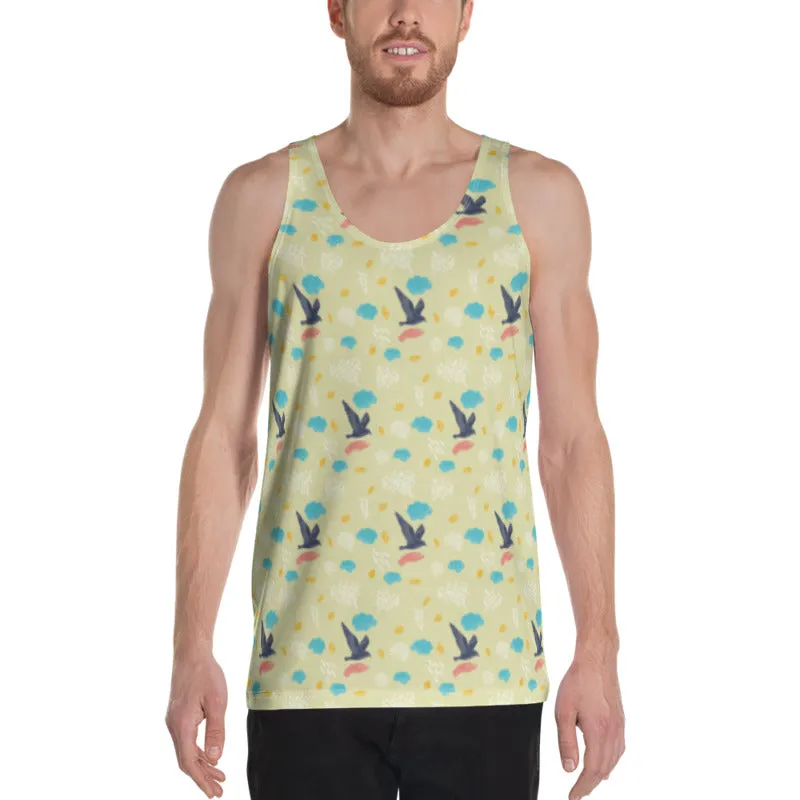 Yellow Bird Men's Tank Top, Colorful Unisex Men's or Women's Tank Top- Made in USA