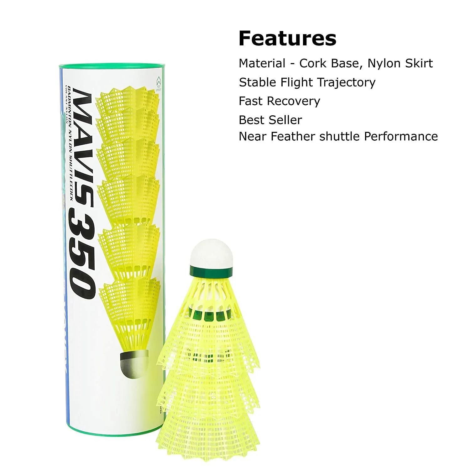 Yonex Mavis 350 Nylon Badminton Shuttlecocks (Yellow, Slow Speed)  | Durable Performance | Best Seller